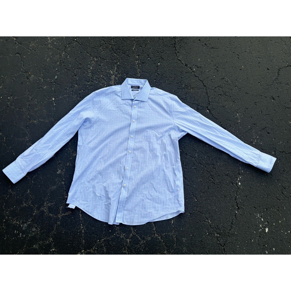 Lauren Ralph Lauren Black Label Shirt Mens XL 34/35 Blue Slim Fit Performance